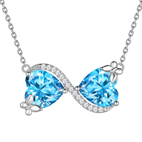 Collier pendentif papillon cœur infini pour femme, pierre de naissance, bijou cadeau d'anniversaire ou de fête des mères