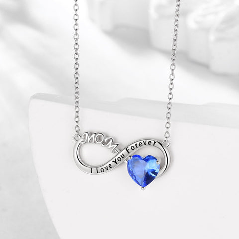 Women Infinity Heart Mother Necklace December Birthstone Tanzanite Blue Pendant 925 Sterling Silver Jewelry Grandma Birthday Christmas Mother's Day Gift from Daughter/Son - Aurora Tears