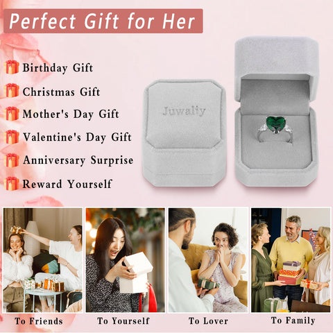 6Ct Heart Women Ring December Birthstone Tanzanite Blue 925 Sterling Silver Ring Jewelry Mom Christmas Birthday Valentine Gifts for Girlfriend - Aurora Tears