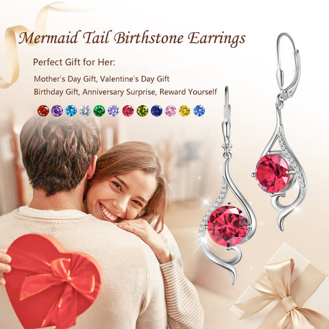 Women Dangle Earrings Tanzanite December Birthstone Earring Blue Sterling Silver Leverback Tail Jewelry Christmas Valentine Birthday Mothers Day Gift for Her/Wife - Aurora Tears