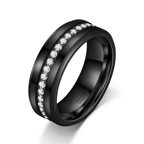 Cubic Zirconia Tungsten Wedding Band Ring