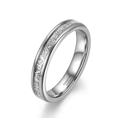Bague en tungstène avec incrustation de météorite