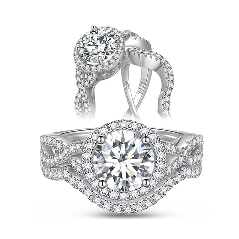 Women 1.5 Carat Infinity Moissanite Round Cut Engagement Ring Set Jewelry Wedding Bridal Rings Gift,Size 6-9 - Aurora Tears Jewelry