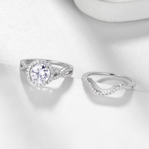 Women 1.5 Carat Infinity Moissanite Round Cut Engagement Ring Set Jewelry Wedding Bridal Rings Gift,Size 6-9 - Aurora Tears Jewelry