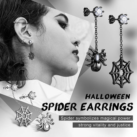 Asymmetry Halloween Spider Web Dangle Earrings Cosplay Party Jewelry - Earrings - Aurora Tears