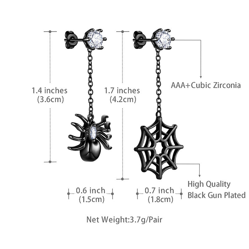 Asymmetry Halloween Spider Web Dangle Earrings Cosplay Party Jewelry - Earrings - Aurora Tears