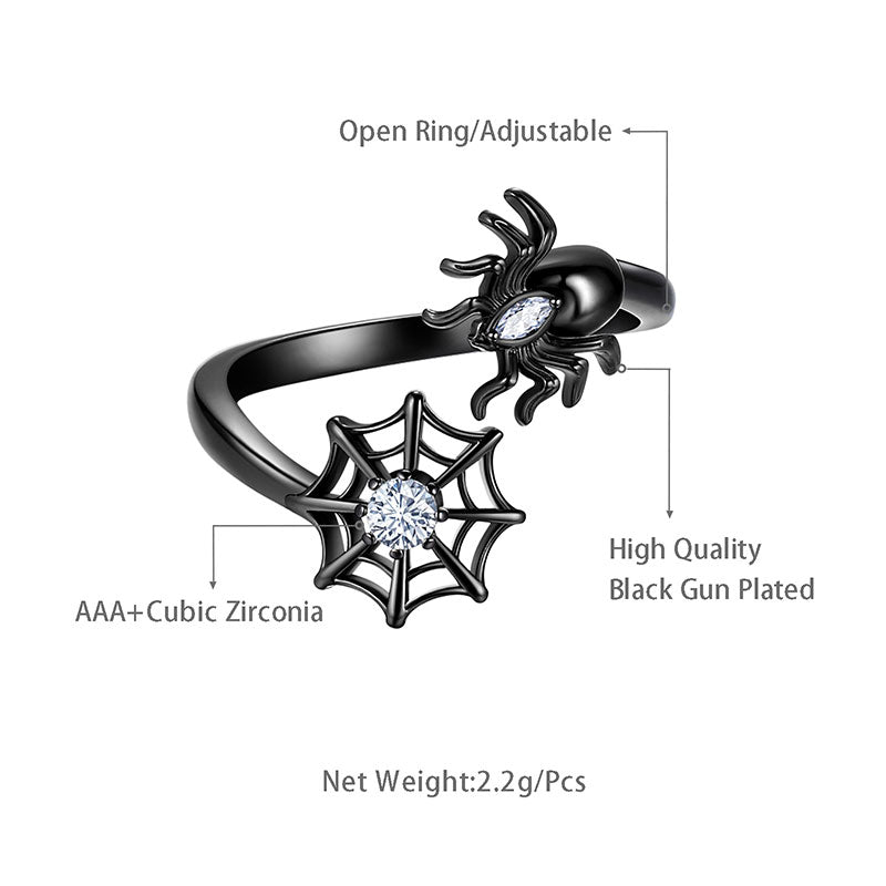 Halloween Spider Ring Open Finger Ring Band Gothic Statement Cosplay Party Jewelry - Rings - Aurora Tears