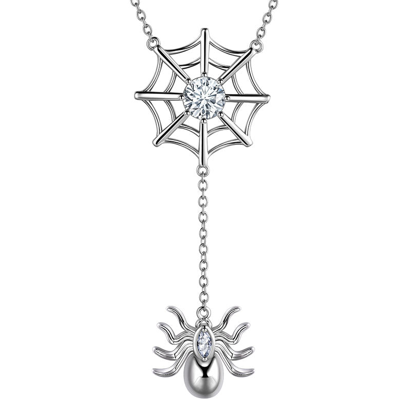 Halloween Spider Web Necklace Pendant Gothic Statement Cosplay Party Jewelry - Necklaces - Aurora Tears