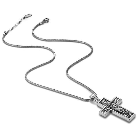 Collana croce da uomo Crocifisso Gesù Ciondolo Cristo Gioielli in acciaio inossidabile