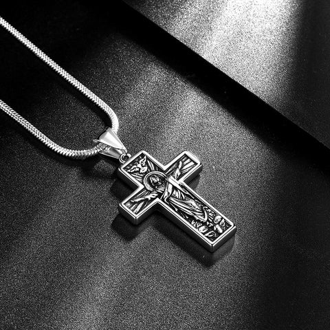 Collana croce da uomo Crocifisso Gesù Ciondolo Cristo Gioielli in acciaio inossidabile