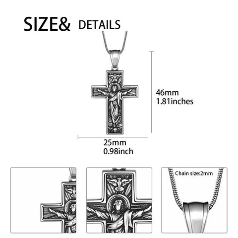 Collana croce da uomo Crocifisso Gesù Ciondolo Cristo Gioielli in acciaio inossidabile