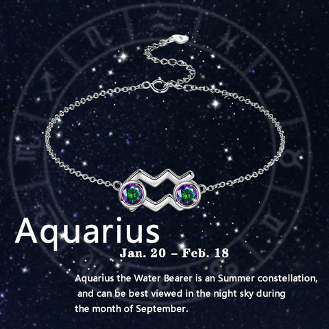 Aquarius Bracelet Women Girls Birthday Jewelry Gift Mystic Topaz Sterling Silver