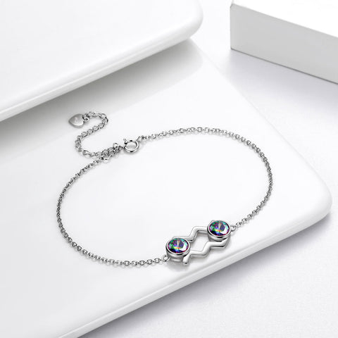 Aquarius Bracelet Women Girls Birthday Jewelry Gift Mystic Topaz Sterling Silver