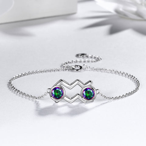 Aquarius Bracelet Women Girls Birthday Jewelry Gift Mystic Topaz Sterling Silver