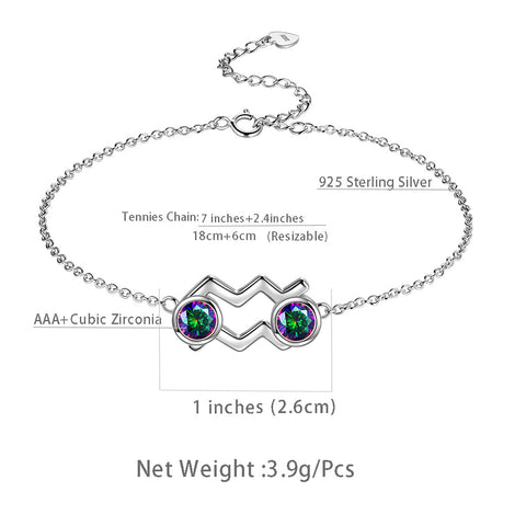 Aquarius Bracelet Women Girls Birthday Jewelry Gift Mystic Topaz Sterling Silver