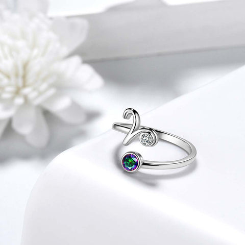 Aries Zodiac Rings Women Girls Jewelry Birthday Gift Mystic Topaz 925 Silver