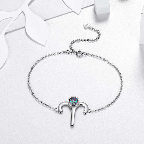 Aries Bracelet Women Girls Jewelry Birthday Gift Mystic Topaz Sterling Silver