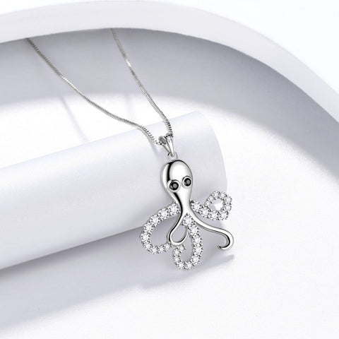 Octopus Pendant Necklaces Women Jewelry 925 Sterling Silver Aurora Tears