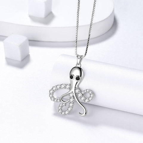 Octopus Pendant Necklaces Women Jewelry 925 Sterling Silver Aurora Tears