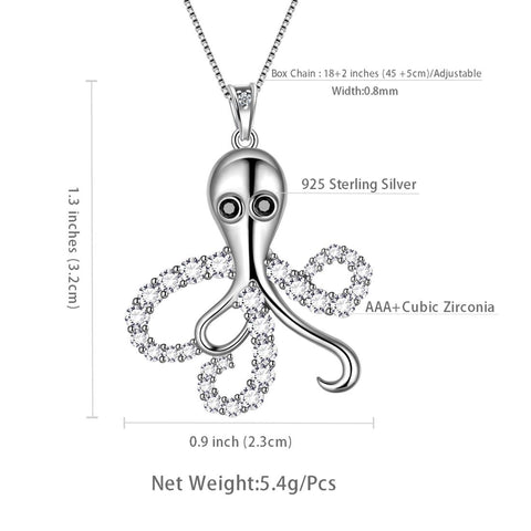 Octopus Pendant Necklaces Women Jewelry 925 Sterling Silver Aurora Tears