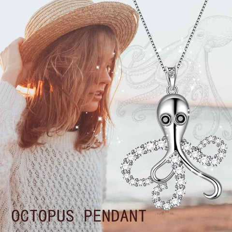 Octopus Pendant Necklaces Women Jewelry 925 Sterling Silver Aurora Tears