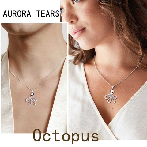 Octopus Pendant Necklaces Women Jewelry 925 Sterling Silver Aurora Tears