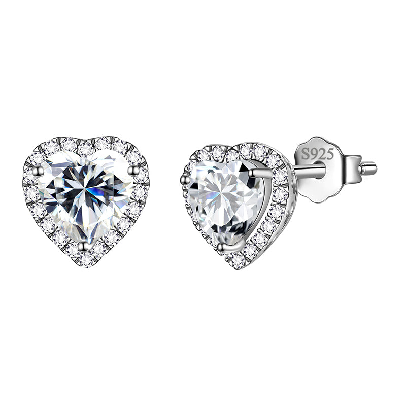 Heart Earrings for Women Girls Birthstone Earrings Stud Jewelry Birthday Gifts 925 Sterling Silver - Aurora Tears Jewelry