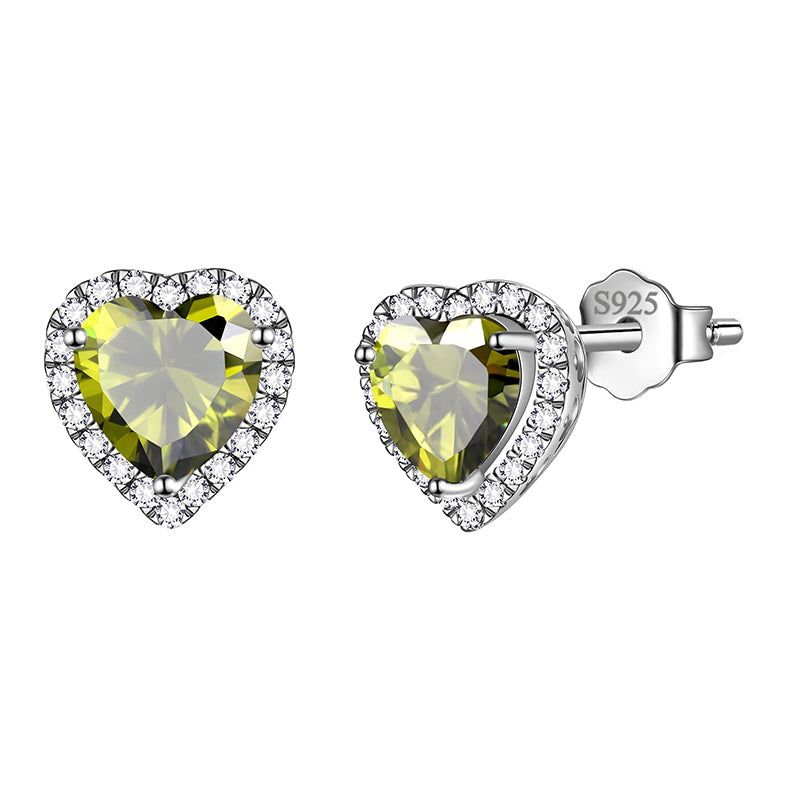 Heart Earrings for Women Girls Birthstone Earrings Stud Jewelry Birthday Gifts 925 Sterling Silver - Aurora Tears Jewelry