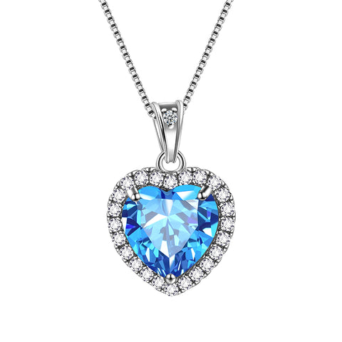 Heart Necklace Women Girls Birthstone Necklace Pendant Jewelry Birthday Gifts 925 Sterling Silver - Aurora Tears Jewelry
