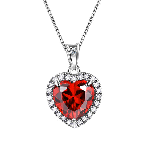 Heart Necklace Women Girls Birthstone Necklace Pendant Jewelry Birthday Gifts 925 Sterling Silver - Aurora Tears Jewelry