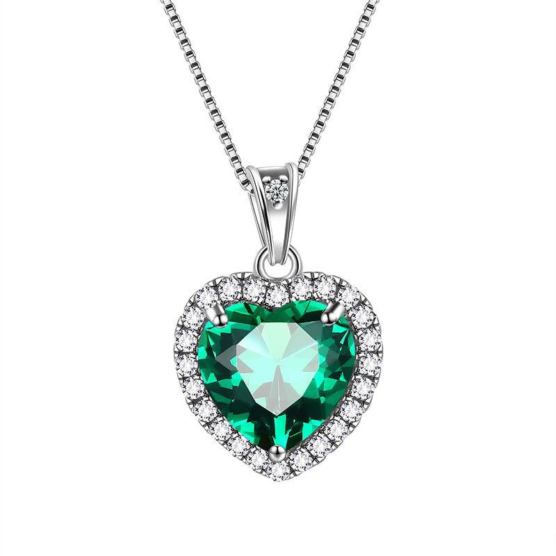 Heart Necklace Women Girls Birthstone Necklace Pendant Jewelry Birthday Gifts 925 Sterling Silver - Aurora Tears Jewelry