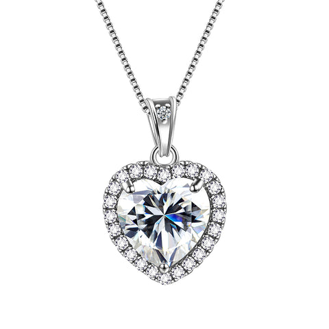 Collana a forma di cuore per donne e ragazze, collana con pietre portafortuna in cristallo, gioielli in argento sterling 925, regali di compleanno