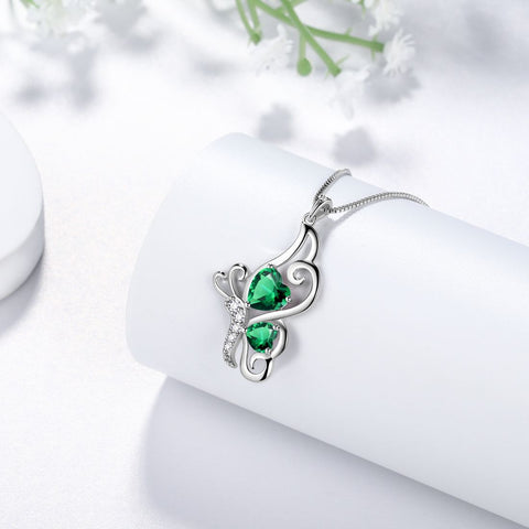 Collana con pietra portafortuna a forma di farfalla, collana di smeraldi, gioielli da donna, regalo di compleanno, argento sterling