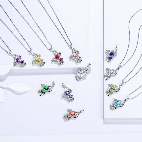 Collier avec pierre de naissance papillon en alexandrite de juin pour femmes et filles, bijoux cadeau d'anniversaire en argent sterling