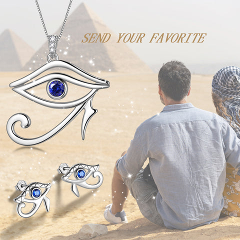 Ojo egipcio de Horus pendientes collar conjuntos de joyas 3 piezas mujeres hombres joyería regalo