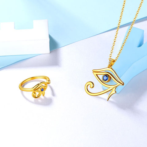Ägyptisches Auge des Horus Halskette Ring Schmuck Sets Herren Damen Schmuck