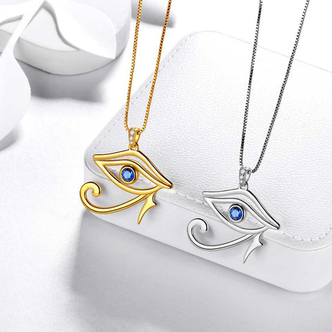 Colar feminino egípcio olho de Hórus pingente masculino joia presente prata esterlina 925