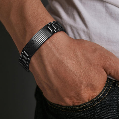 Pulsera de reloj de acero inoxidable con bandera estadounidense