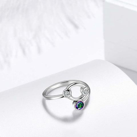 Cancer Zodiac Rings Women Girls Jewelry Birthday Gift Mystic Topaz 925 Silver
