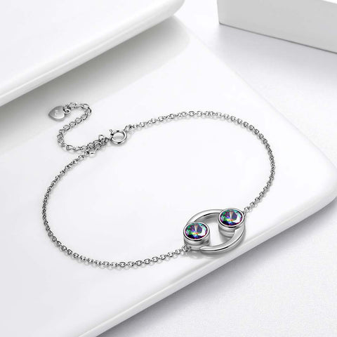 Cancer Bracelet Women Girls Jewelry Birthday Gift Mystic Topaz Sterling Silver