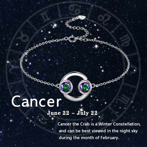 Cancer Bracelet Women Girls Jewelry Birthday Gift Mystic Topaz Sterling Silver