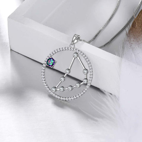 Steinbock Sternzeichen Halskette Anhänger Damen Mädchen Schmuck Geburtstagsgeschenk Mystischer Topas 925 Silber