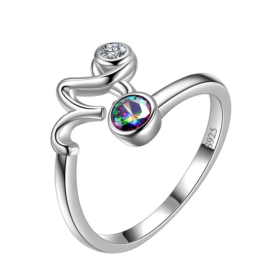 Capricorn Zodiac Open Rings 925 Sterling Silver Aurora Tears Jewelry