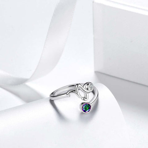 Capricorn Zodiac Rings Women Girls Jewelry Birthday Gift Mystic Topaz 925 Silver