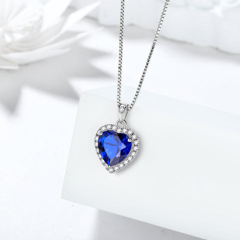 Heart Birthstone Necklace For Women 925 Sterling Silver Pendant Jewelry Birthday Mothers Day Gifts Atp0346