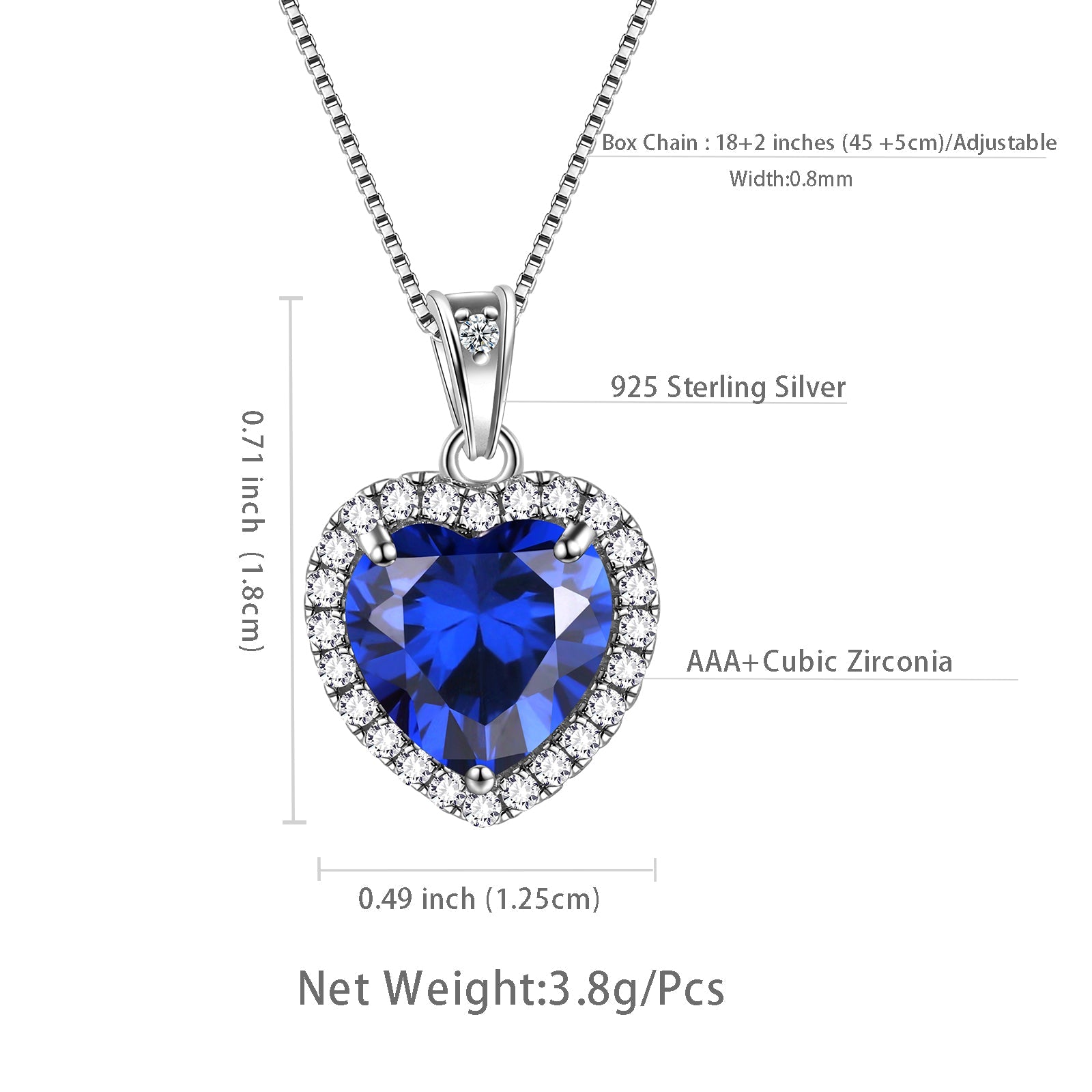 Heart Birthstone Necklace For Women 925 Sterling Silver Pendant Jewelry Birthday Mothers Day Gifts Atp0346