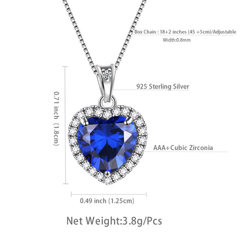 Heart Birthstone Necklace For Women 925 Sterling Silver Pendant Jewelry Birthday Mothers Day Gifts Atp0346