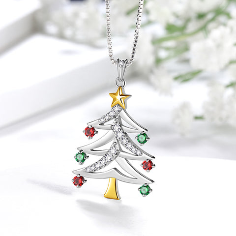 Christmas Tree Necklaces Pendant Chain Xmas Gifts for Women