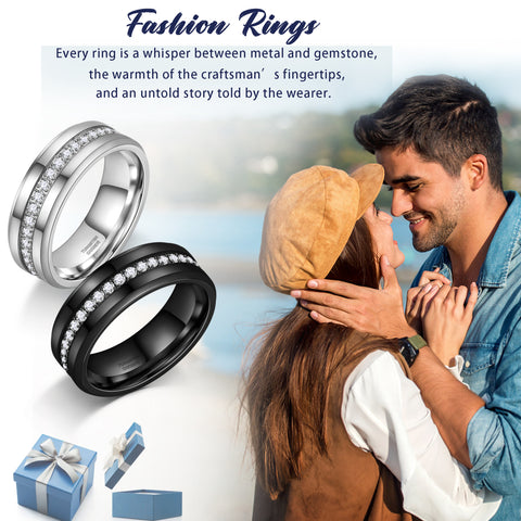 Cubic Zirconia Tungsten Wedding Band Ring