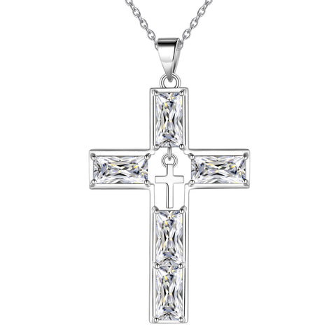Birthstone Cross Necklace for Women Men Christian Birthstone Jewelry
